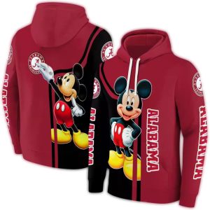 Alabama Crimson Tide Mickey Mouse All-Over Print Hoodie