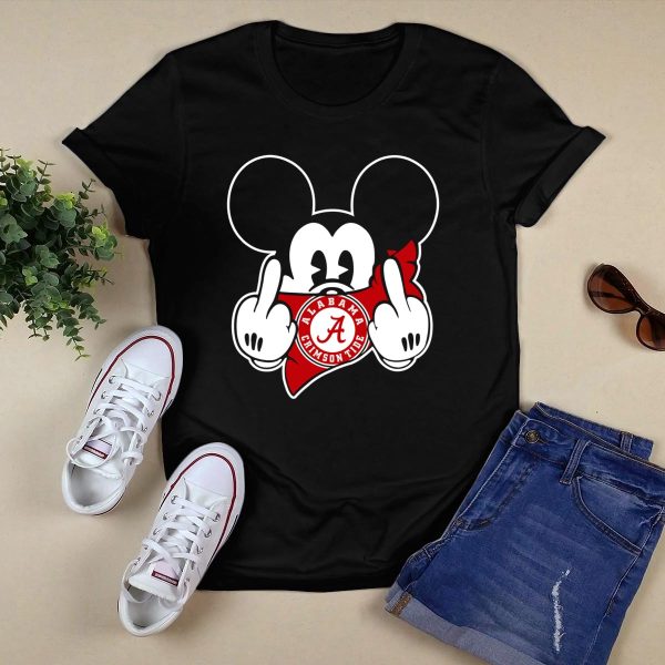 Alabama Crimson Tide Mickey Mouse Logo Football T Shirt Style 1 Black 1