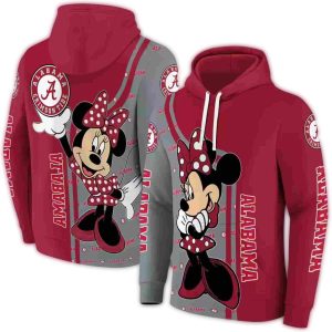 Alabama Crimson Tide Minnie Mouse All-Over Print Hoodie