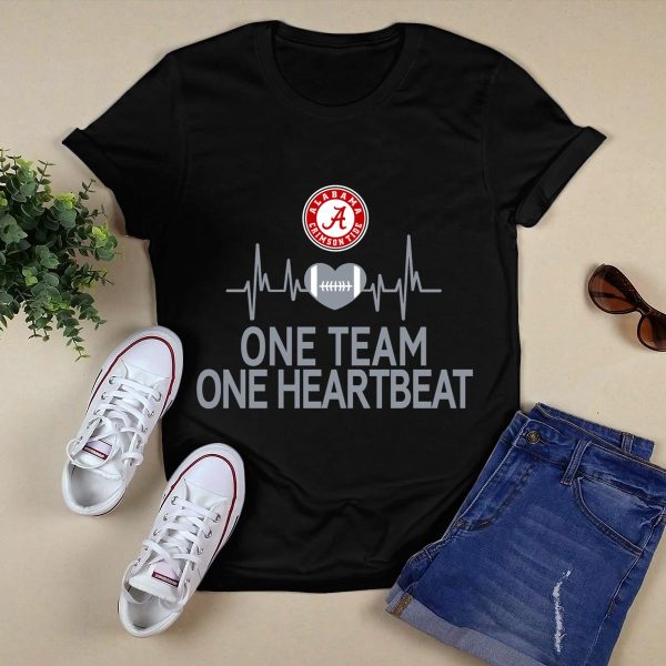 Alabama Crimson Tide One Team One Heartbeat Football Heartbeat T Shirt Style 1 Black 1