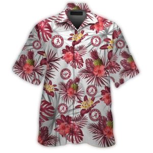 Alabama Crimson Tide Pineapple Floral Flower Hawaiian Shirt