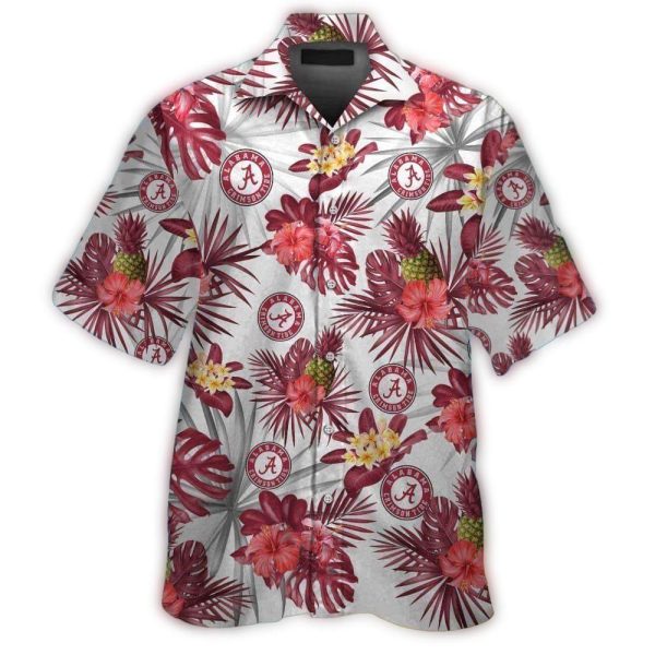 Alabama Crimson Tide Pineapple Floral Flower Hawaiian Shirt 1