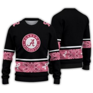 Alabama Crimson Tide Pink Ribbon Black Pink Ugly Sweater