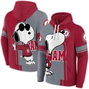 Alabama Crimson Tide Playful Snoopy All-Over Print Hoodie
