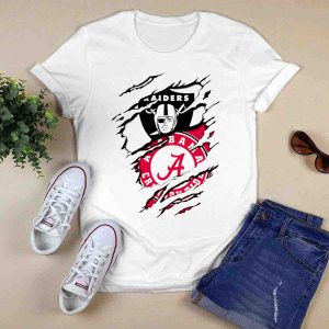 Alabama Crimson Tide Raiders Logo Mashup With Helmeted Mascot T-Shirt
