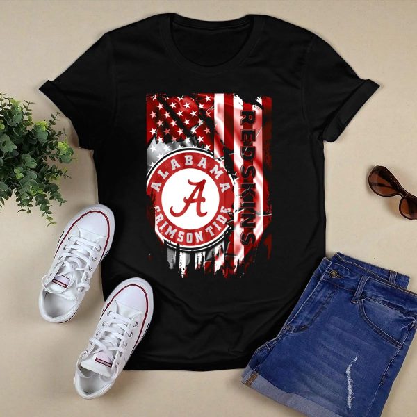 Alabama Crimson Tide Redskins Stars And Stripes T Shirt Style 1 Black 1