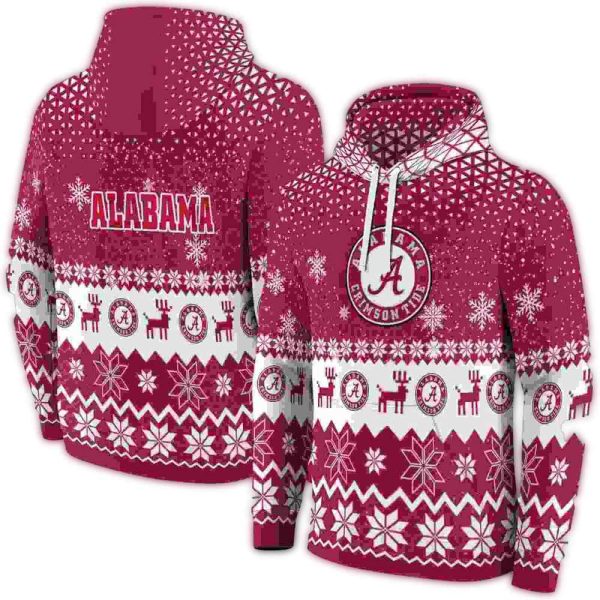 Alabama Crimson Tide Reindeer Motif AOP Hoodie 1