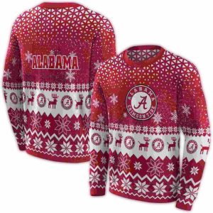 Alabama Crimson Tide Reindeer Motif All-over Print Sweatshirt