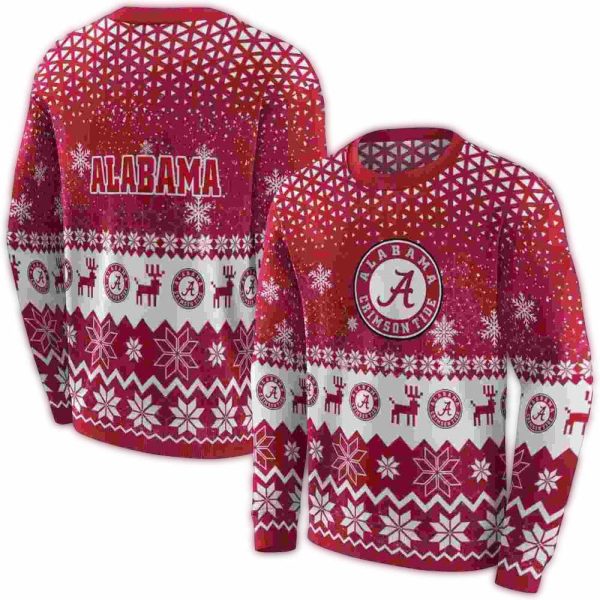 Alabama Crimson Tide Reindeer Motif AOP Sweatshirt 1
