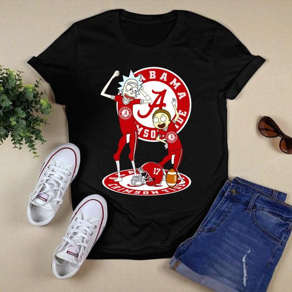 Alabama Crimson Tide Rick and Morty Football Parody NFL Crossover T Shirt Style 1 Black 1