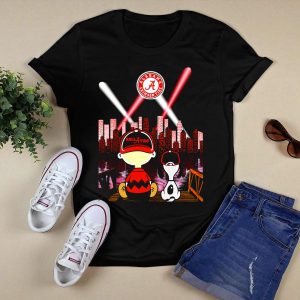 Alabama Crimson Tide Roll Tide City Skyline Night Scene Peanuts Duo T Shirt