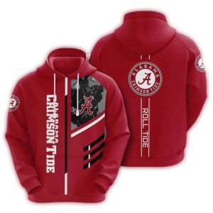 Alabama Crimson Tide Roll Tide Players Stripe All-Over Print Hoodie