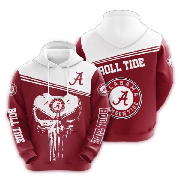 Alabama Crimson Tide Skull AOP Hoodie 1