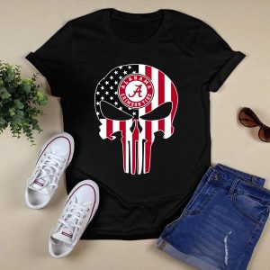 Alabama Crimson Tide Skull American Flag 64 The Punisher T Shirt