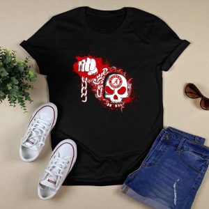 Alabama Crimson Tide Skull And Fist With Chains T Shirt