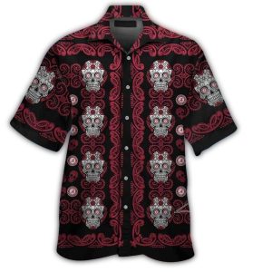 Alabama Crimson Tide Skull Floral Pattern Hawaiian Shirt