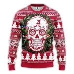 Alabama Crimson Tide Skull Flower Christmas Ugly Sweater