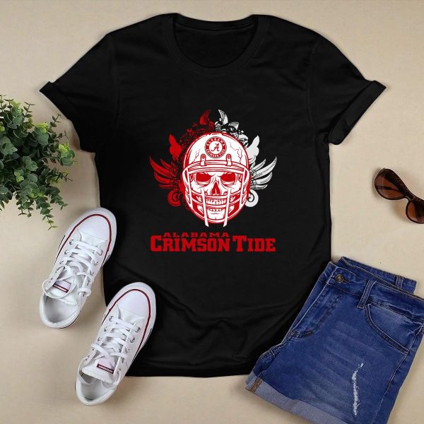 Alabama Crimson Tide Skull Football Helmet T Shirt Style 1 Black 1