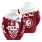 Alabama Crimson Tide Skull Logo Team All-Over Print Hoodie