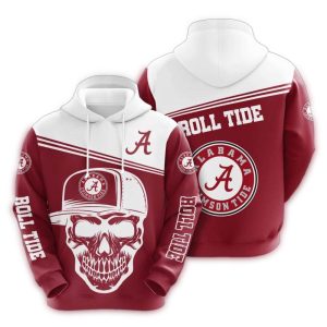 Alabama Crimson Tide Skull Logo Team All-Over Print Hoodie