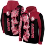Alabama Crimson Tide Skull Motif All-Over Print Hoodie