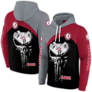 Alabama Crimson Tide Skull Punisher All-Over Print Hoodie