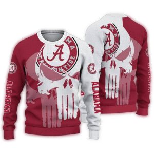 Alabama Crimson Tide Skull Punisher Split Ugly Sweater