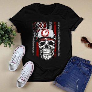 Alabama Crimson Tide Skull With Cap And Crimson T Shirt