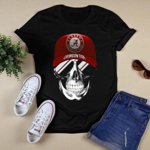 Alabama Crimson Tide Skull With Cap And Sunglasses T Shirt