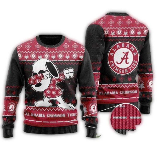 Alabama Crimson Tide Snoopy Dabbing Christmas Ugly Sweater 1