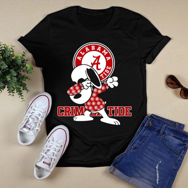 Alabama Crimson Tide Snoopy Dabbing Football Fan Spirit T Shirt Style 1 Black 1