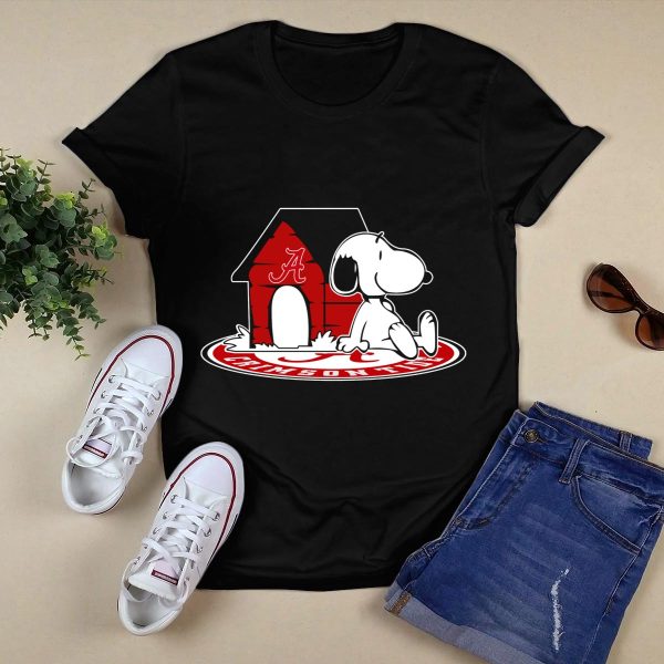 Alabama Crimson Tide Snoopy Now And Forever Fan House T Shirt Style 1 Black 1