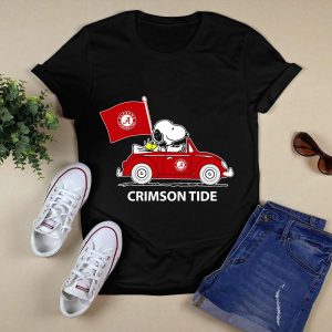 Alabama Crimson Tide Snoopy Woodstock Driving Car T Shirt