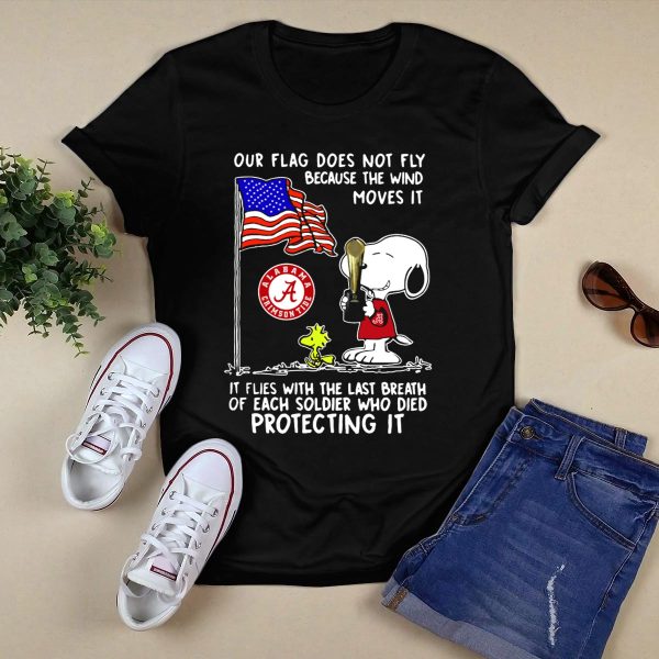 Alabama Crimson Tide Snoopy Woodstock Flag Tribute Soldier Sacrifice T Shirt Style 1 Black 1