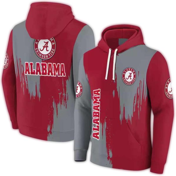 Alabama Crimson Tide Splatter Effect AOP Hoodie 1