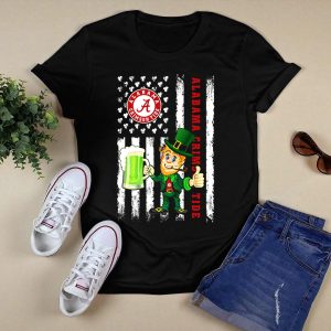 Alabama Crimson Tide St Patricks Day Leprechaun Flag And Beer T Shirt