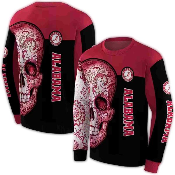 Alabama Crimson Tide Sugar Skull AOP Sweatshirt 1