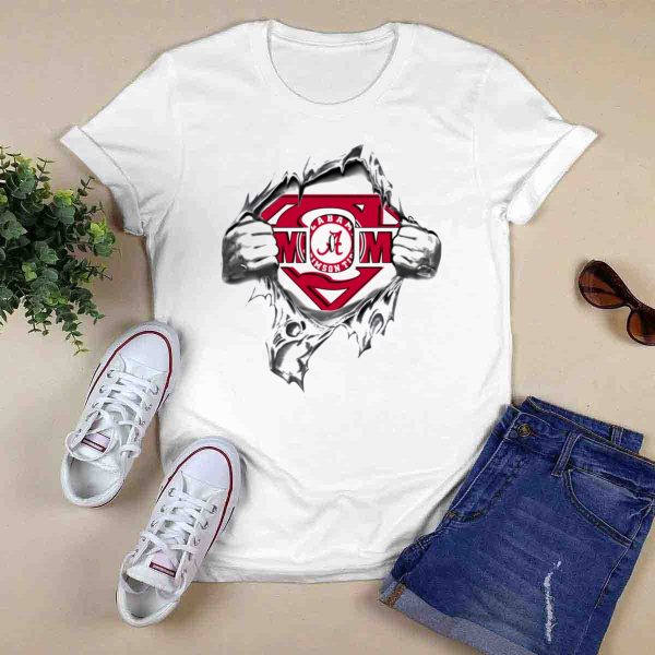 Alabama Crimson Tide Super Mom Emblem T Shirt Style 1 0