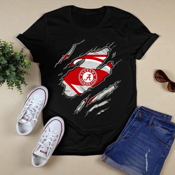 Alabama Crimson Tide Superman Logo Emblem With A Symbol And Red T Shirt Style 1 Black 1