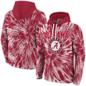 Alabama Crimson Tide Tie Dye Pattern All-Over Print Hoodie