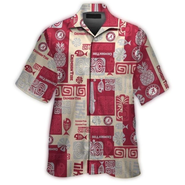 Alabama Crimson Tide Tiki Fruit Pattern Vintage Hawaiian Shirt 1
