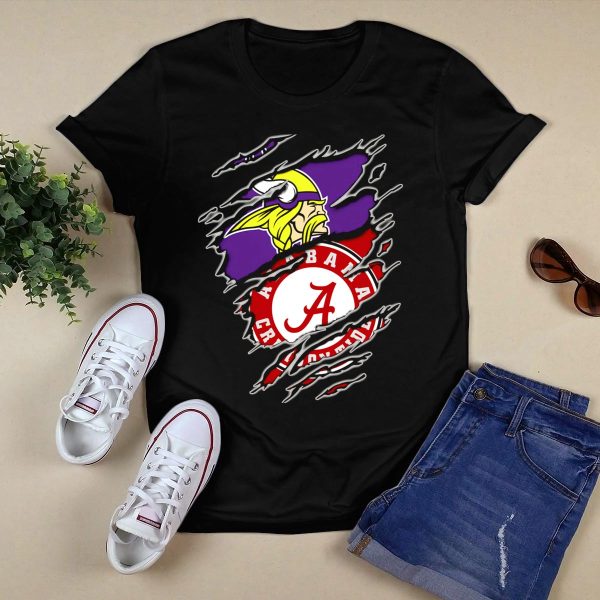 Alabama Crimson Tide Vikings Crossover T Shirt Style 1 Black 1