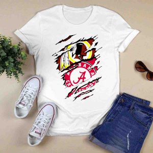 Alabama Crimson Tide Washington Redskins Logos Torn Effect T-Shirt
