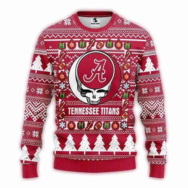 Alabama Crimson Tide With Grateful Dead Christmas Ugly Sweater 1