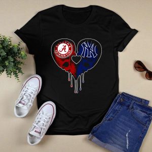 Alabama Crimson Tide Yankees Skull Heart T Shirt