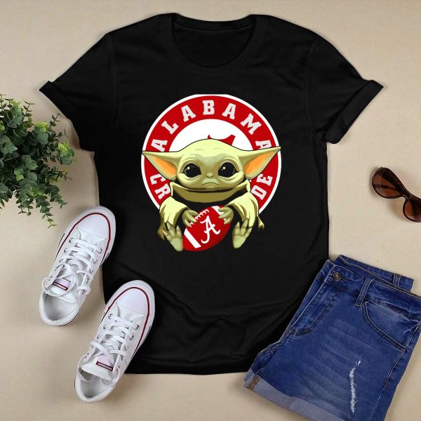 Alabama Crimson Tide Yoda Baby Football T Shirt Style 1 Black 1