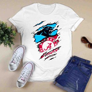 Alabama Crimson Tide And Carolina Panthers Logo Blend T-Shirt