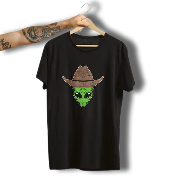 Alien In Cowboy Hat Funny Halloween Outer Space Lover T Shirt t shirt 1