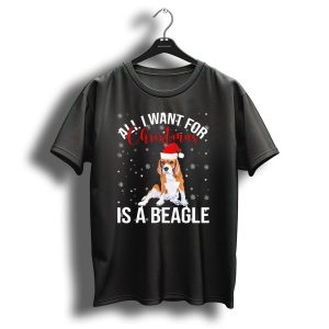 All I Want For Christmas Is A Beagle Santa Hat Snowflakes T Shirt
