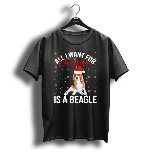 All I Want For Christmas Is A Beagle Santa Hat Snowflakes T Shirt 1 t shirt 1